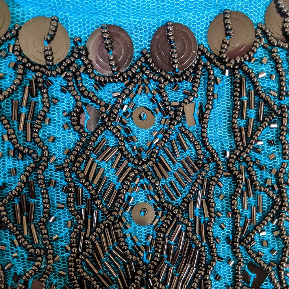 ~*Dana Buchman Teal Beaded Top - Size L*~ - Picture 7 of 10